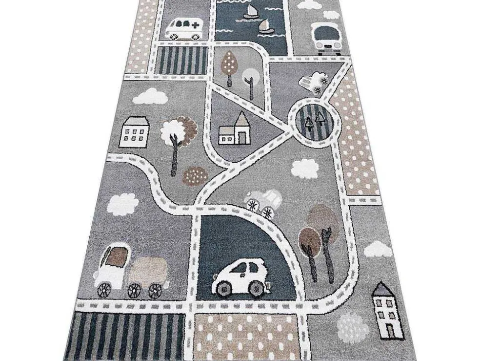 Tapijt Fun Strade Voor Kinderen, Straat, Stad Van Grijs 180X270 Cm