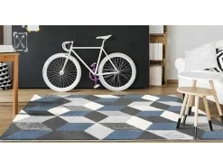 Tapijt Geometrisch Design Carrio - Polypropyleen - 160 X 230 Cm - Grijs, Wit En Blauw