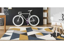Tapijt Geometrisch Scandinavische Stijl Geomie - Polypropyleen - 120 X 170 Cm - Geel, Grijs En Blauw