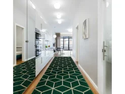 Tapijtloper Emerald Exclusief 1014 Glamour, Stijlvol Kubus Fles Groen 80X400 Cm