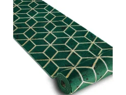 Tapijtloper Emerald Exclusief 1014 Glamour, Stijlvol Kubus Fles Groen 80X400 Cm