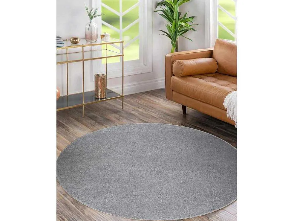 Tapijt Softy Cirkel Uniform, Enkele Kleur Grijs Cercle 200 Cm