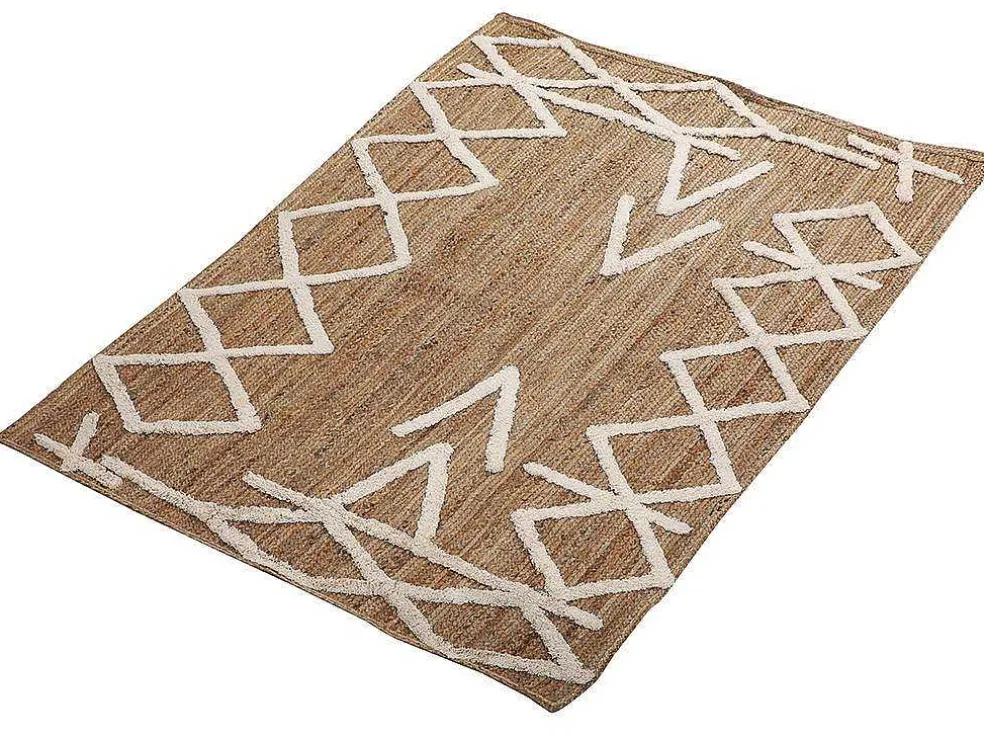 Tapijt Van Handgeweven Jute En Katoen - 160 X 230 Cm - Naturelkleurig En Wit - Garland