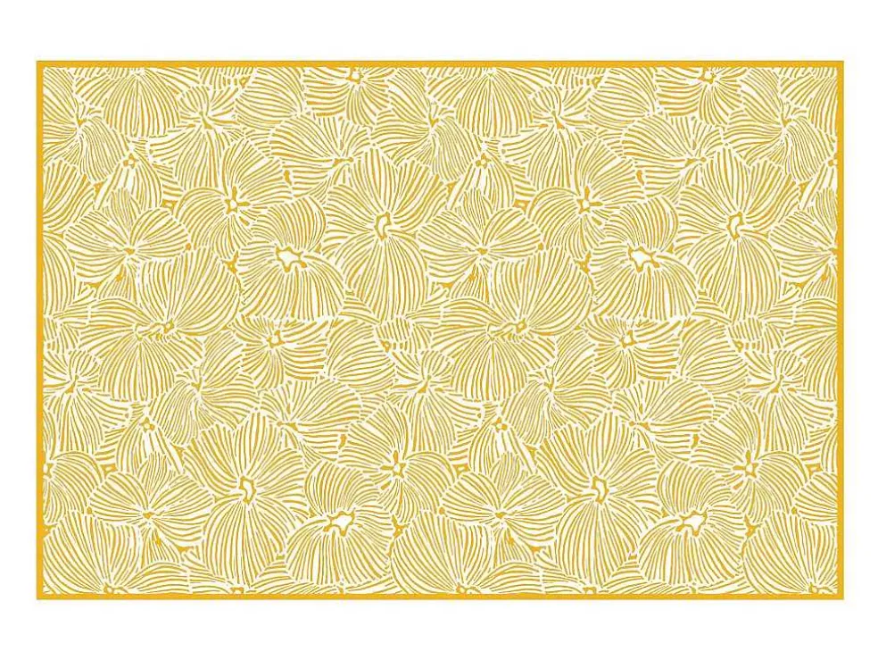 Tapijt Van Vinyl Met Bloemmotieven - 120 X 180 Cm - Geel En Wit - Capucina