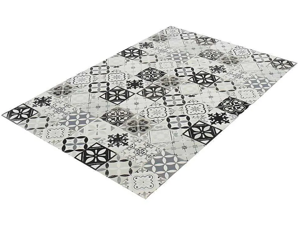 Tapijt Van Vinyl Met Vloertegelmotief Mosai - 120 X 180 Cm - Zwart En Wit