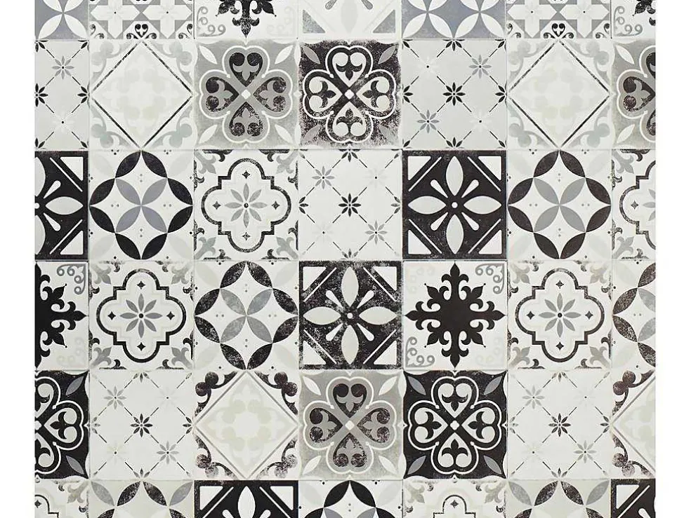 Tapijt Van Vinyl Met Vloertegelmotief Mosai - 120 X 180 Cm - Zwart En Wit