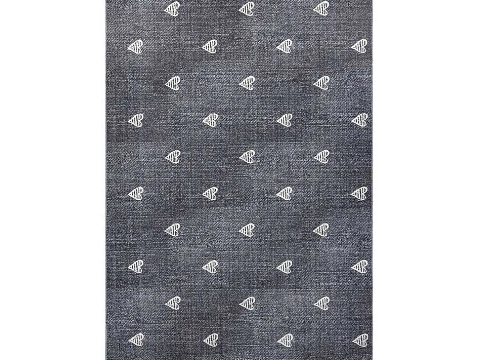Tapijt Voor Kinderen Hearts Jeans, Gewreven Harten, Kinderen - Grijsk 100X150 Cm