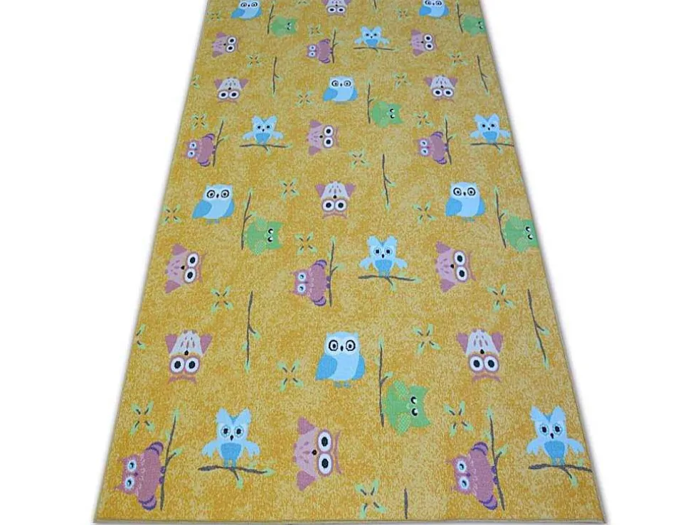Tapijt Voor Kinderen Owls Geel Uilen 200X400 Cm