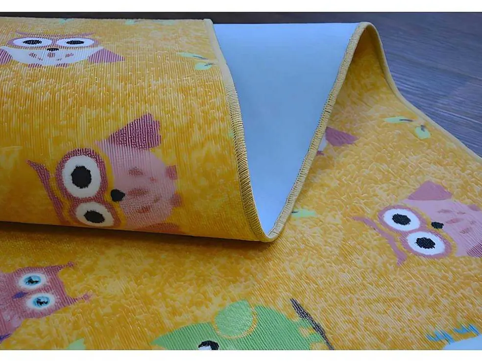Tapijt Voor Kinderen Owls Geel Uilen 200X400 Cm