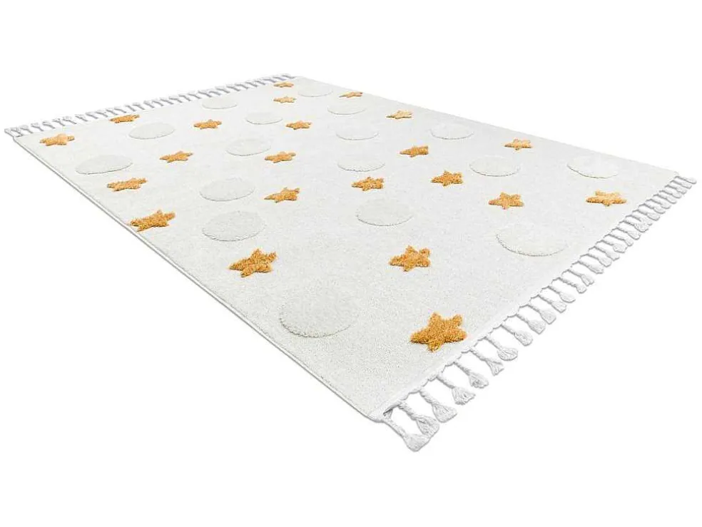 Tapijt Yoyo Gd75 Wit / Oranje - Sterren, Cirkels Voor Kinderen, Struct 200X290 Cm