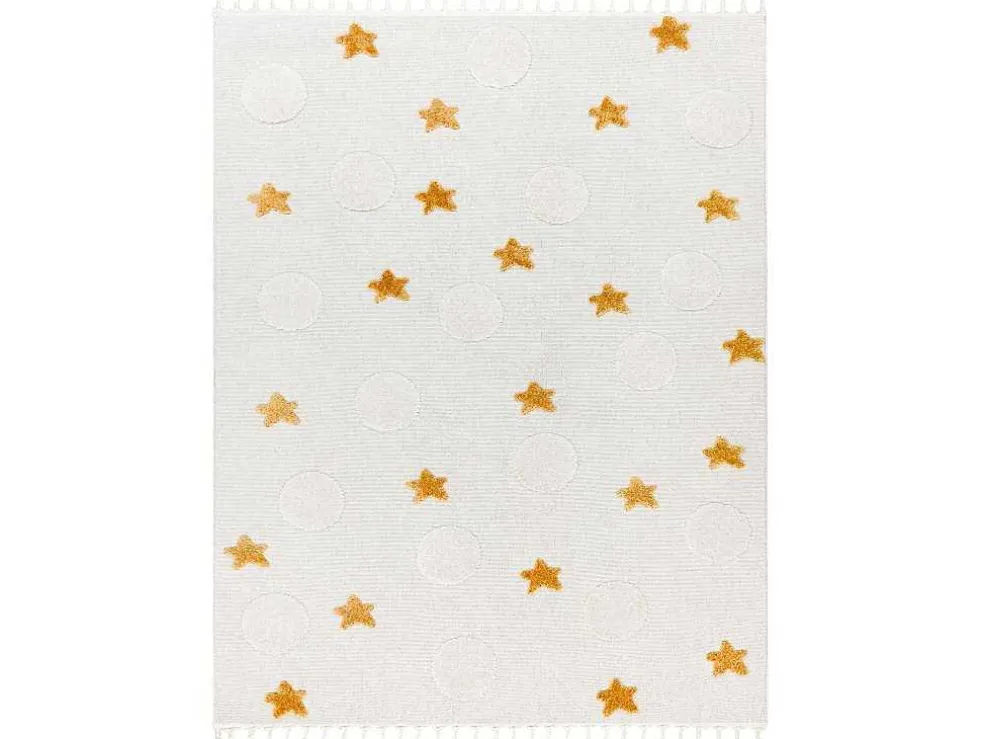 Tapijt Yoyo Gd75 Wit / Oranje - Sterren, Cirkels Voor Kinderen, Struct 200X290 Cm