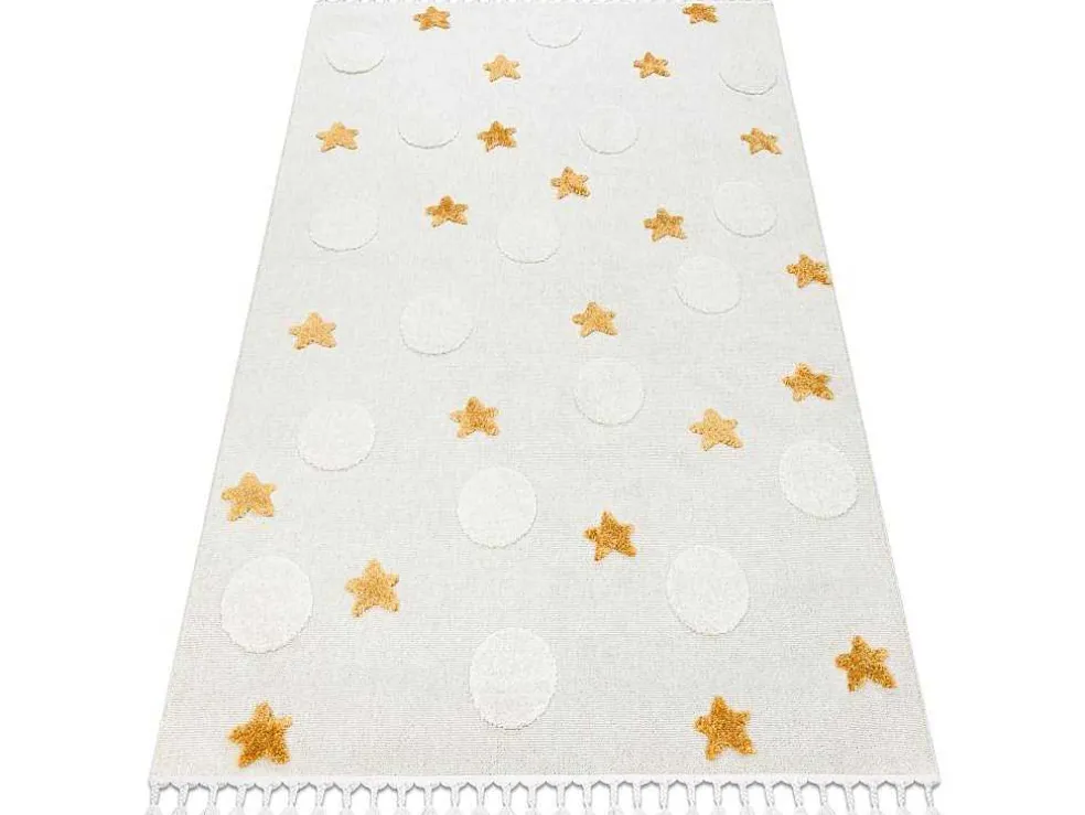 Tapijt Yoyo Gd75 Wit / Oranje - Sterren, Cirkels Voor Kinderen, Struct 200X290 Cm