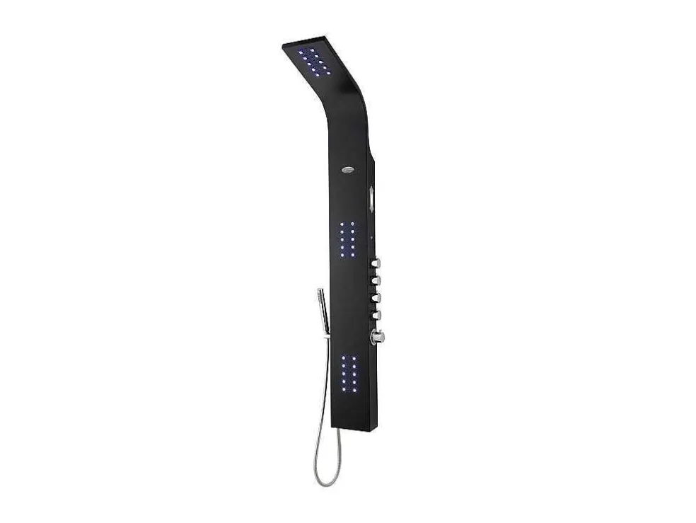 Thermostatische Douchekolom Met Massagestralen, Ledverlichting En Bluetooth - L20 X H165 Cm - Zwart - Chakra V