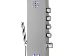 Thermostatische Douchekolom Met Massagestralen, Ledverlichting En Bluetooth - L20 X H165 Cm - Zilverkleurig - Chakra V