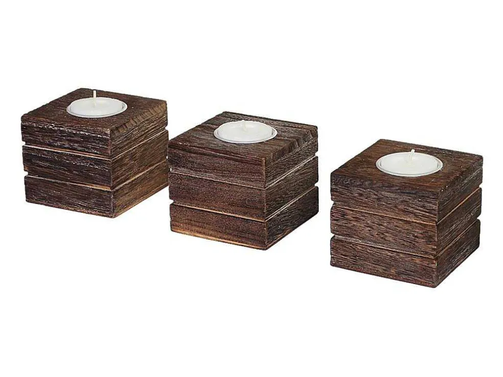 Tolve Theelichthouder (Set Van 3), Bruin