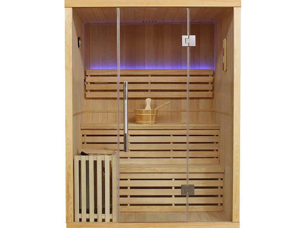 Traditionele Finse Sauna Sigtuna - 2 Tot 3 Plaatsen - L150 X L120 X H200 Cm - Met Led Verlichting