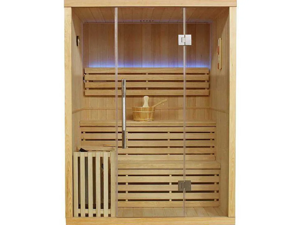 Traditionele Finse Sauna Sigtuna - 2 Tot 3 Plaatsen - L150 X L120 X H200 Cm - Met Led Verlichting