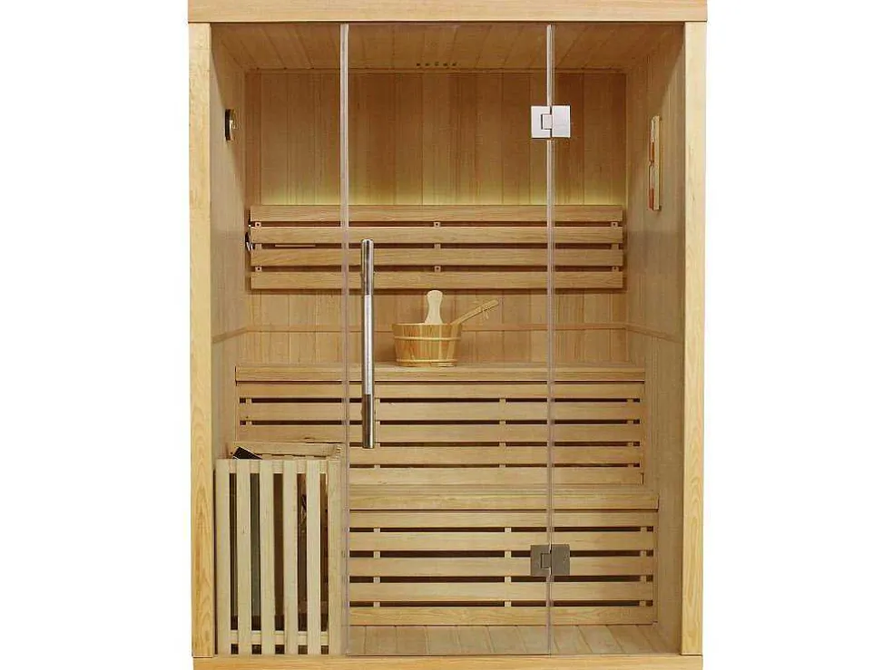 Traditionele Finse Sauna Sigtuna - 2 Tot 3 Plaatsen - L150 X L120 X H200 Cm - Met Led Verlichting