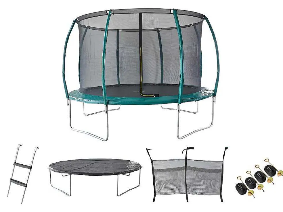 Trampoline Met Binnenbeschermingsnet, Ladder, Hoes En Verankeringsset - D.366 Cm - Wallaby
