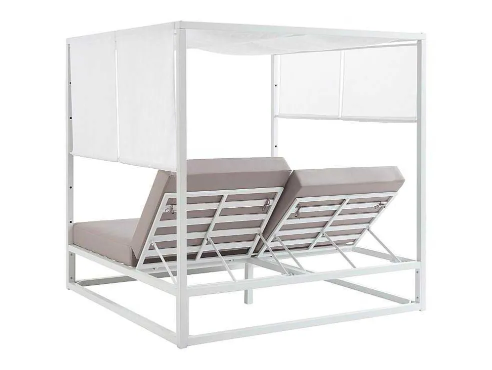 Tuinbed Met Baldakijn Van Aluminium - Wit En Grijs - Livadis Van Mylia