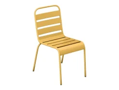 Tuineethoek Van Metaal - Een Tafel D160 Cm Met 2 Opstapelbare Fauteuils En 4 Opstapelbare Stoelen - Mosterdgeel - Mirmande Van Mylia