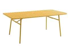 Tuineethoek Van Metaal - Een Tafel D160 Cm Met 2 Opstapelbare Fauteuils En 4 Opstapelbare Stoelen - Mosterdgeel - Mirmande Van Mylia