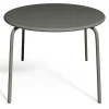 Tuineethoek Van Metaal - Een Tafel D110 Cm En 4 Opstapelbare Fauteuils - Donkergrijs - Mirmande