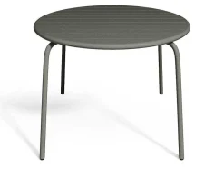 Tuineethoek Van Metaal - Een Tafel D110 Cm En 4 Opstapelbare Fauteuils - Donkergrijs - Mirmande