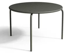 Tuineethoek Van Metaal - Een Tafel D110 Cm En 4 Opstapelbare Fauteuils - Donkergrijs - Mirmande