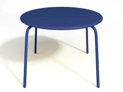 Tuineetset Mirmande: Tafel D.110 Cm Met 4 Opstapelbare Fauteuils - Metaal - Nachtblauw