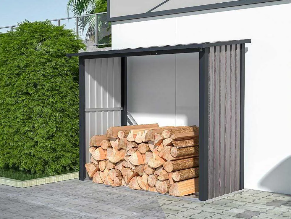 Tuinhuisje Van Verzinkt Staal Met Houteffect 1,98 M3 - 2 Kub - B182 X D89 X H156 Cm - Birwood