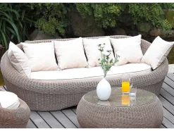 Tuin Loungeset Van Karamel Gevolchten Hars - Zitbank & 2 Fauteuils & Salontafel - Whiteheaven
