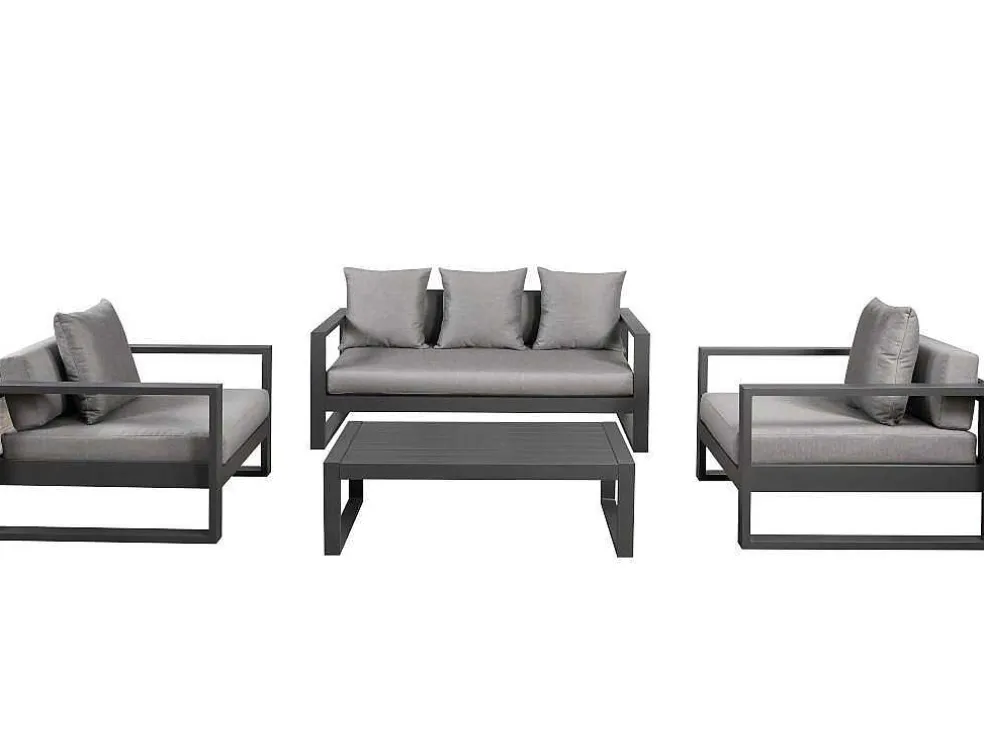 Tuinsalon Molokai In Aluminiun: Driezitsbank, 2 Fauteuils, Salontafel