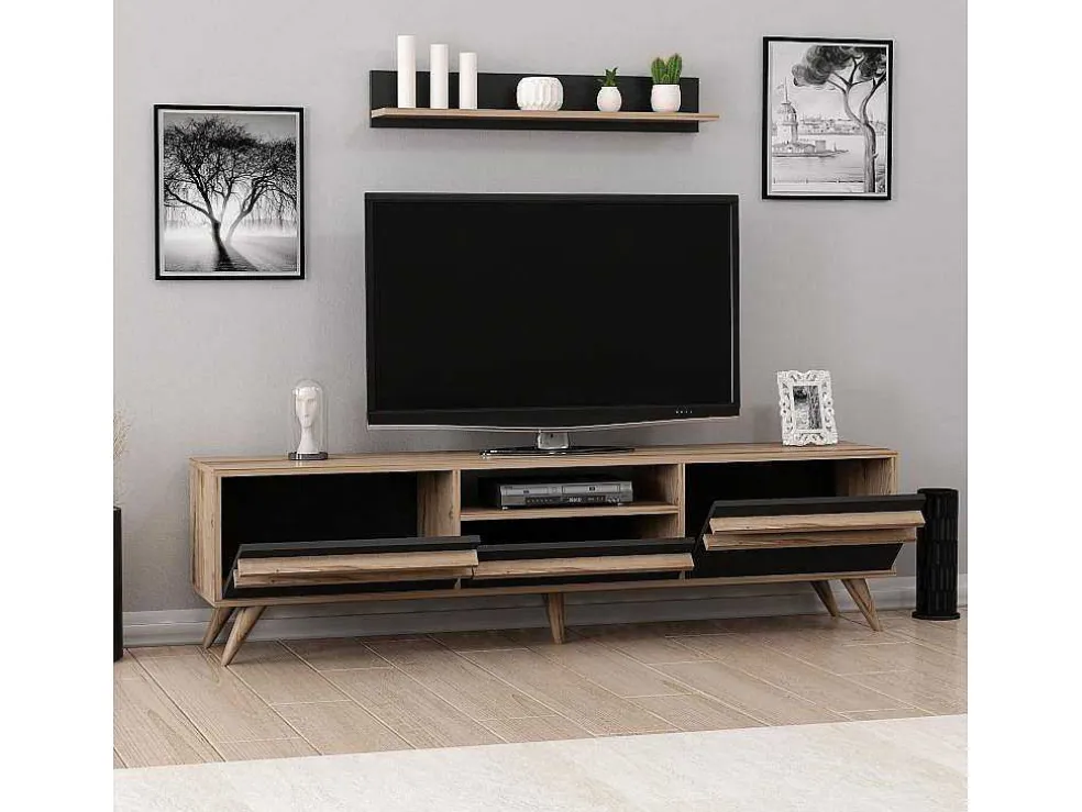 Tv-Meubel Hira - Zwart - 180X35X48 Cm - Epikasa