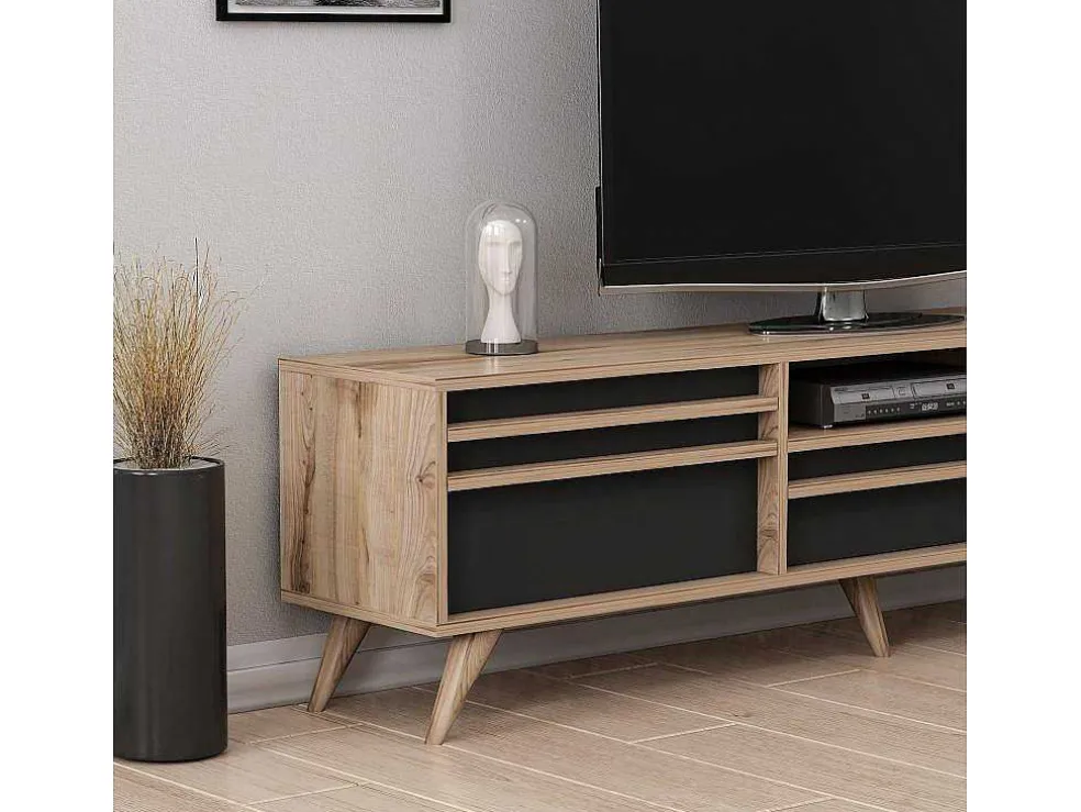 Tv-Meubel Hira - Zwart - 180X35X48 Cm - Epikasa