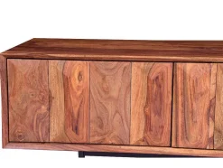 Tv-Meubel Met 2 Deuren En 2 Niche - Sheesham Hout En Metaal - Kleur: Natuurlijk - Zelicina