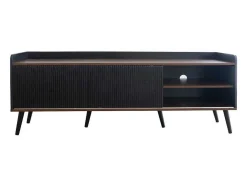 Tv-Meubel Met 2 Lades En 2 Schuifdeuren - Moderne Stijl - Kleuren: Zwart En Naturel