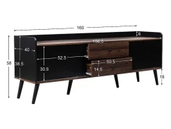 Tv-Meubel Met 2 Lades En 2 Schuifdeuren - Moderne Stijl - Kleuren: Zwart En Naturel