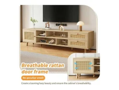 Tv-Meubel Van 160 Cm - 1 Deur, 2 Laden En 4 Vakken - Naturel