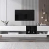 Tv-Meubel Van 190 Cm - 3 Laden En 4 Nissen - Spaanplaat - Kleuren Wit En Zwart
