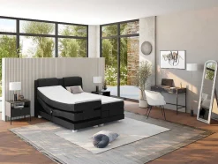 Tweepersoons Boxspring Met Elektrische Bedbodem + Matras En Dekmatras Castel Van Palacio - 2X90X200Cm - Antraciet