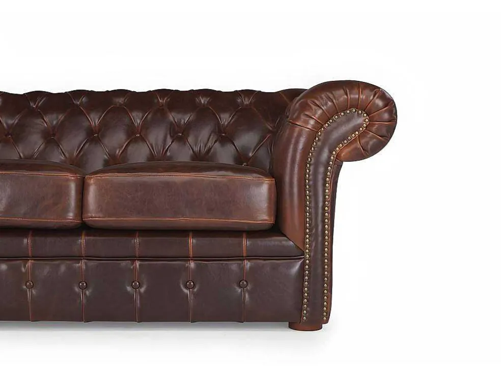 Tweezitsbank Chesterfield Clotaire Van 100% Leer Met Lived-In Aspect