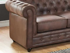 Tweezitsbank Chesterfield Van Microvezel Met Vintage Look