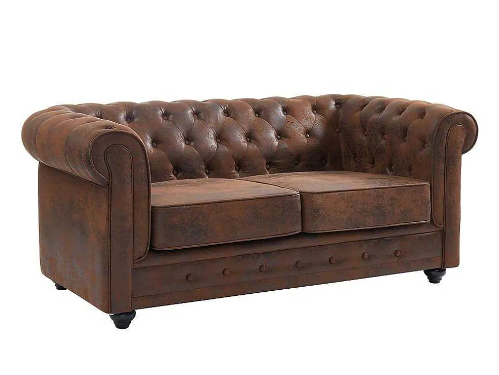 Tweezitsbank Chesterfield Van Microvezel Met Vintage Look