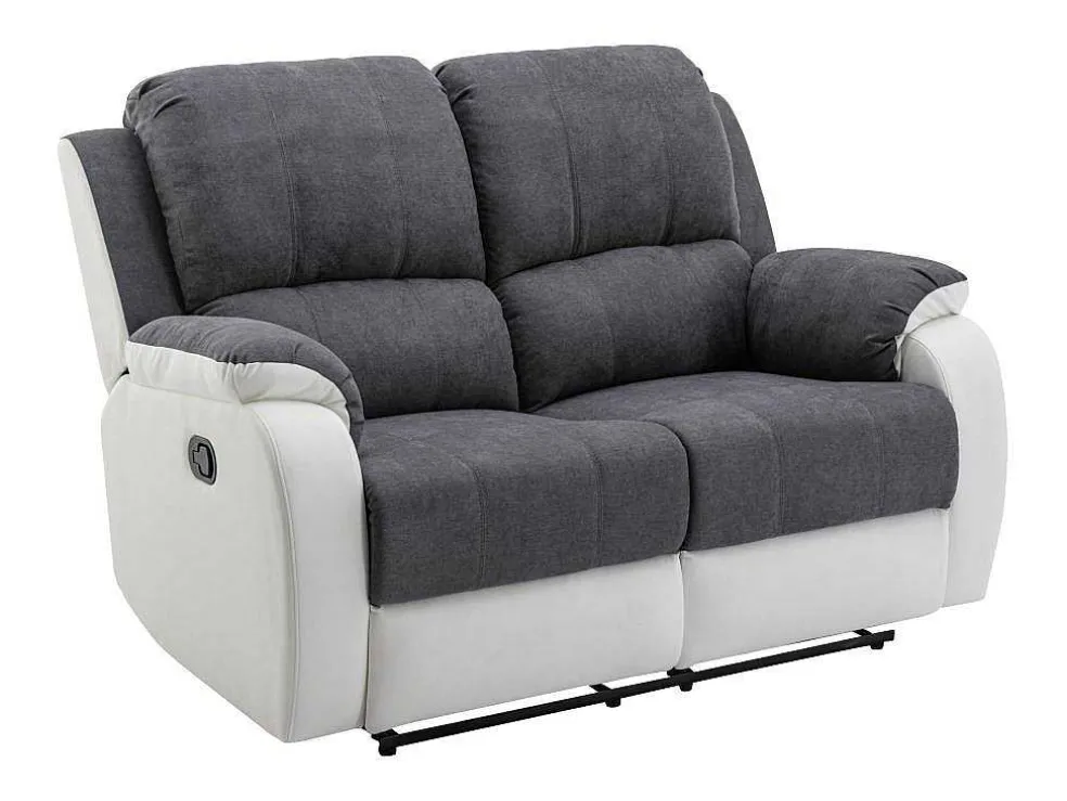 Tweezits-Relaxbank Van Microvezel En Grijs En Wit Kunstleer Brody