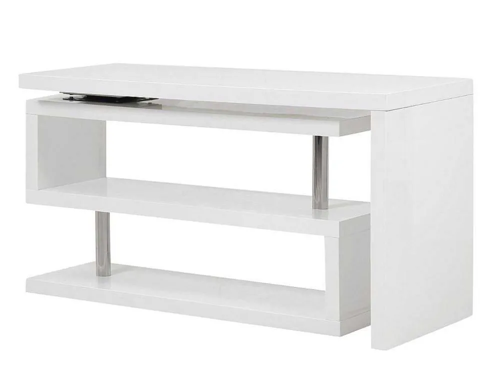 Uitschuifbaar Bureau Nicephore Ii - Wit Gelakt Mdf - Draaiend Blad 360°