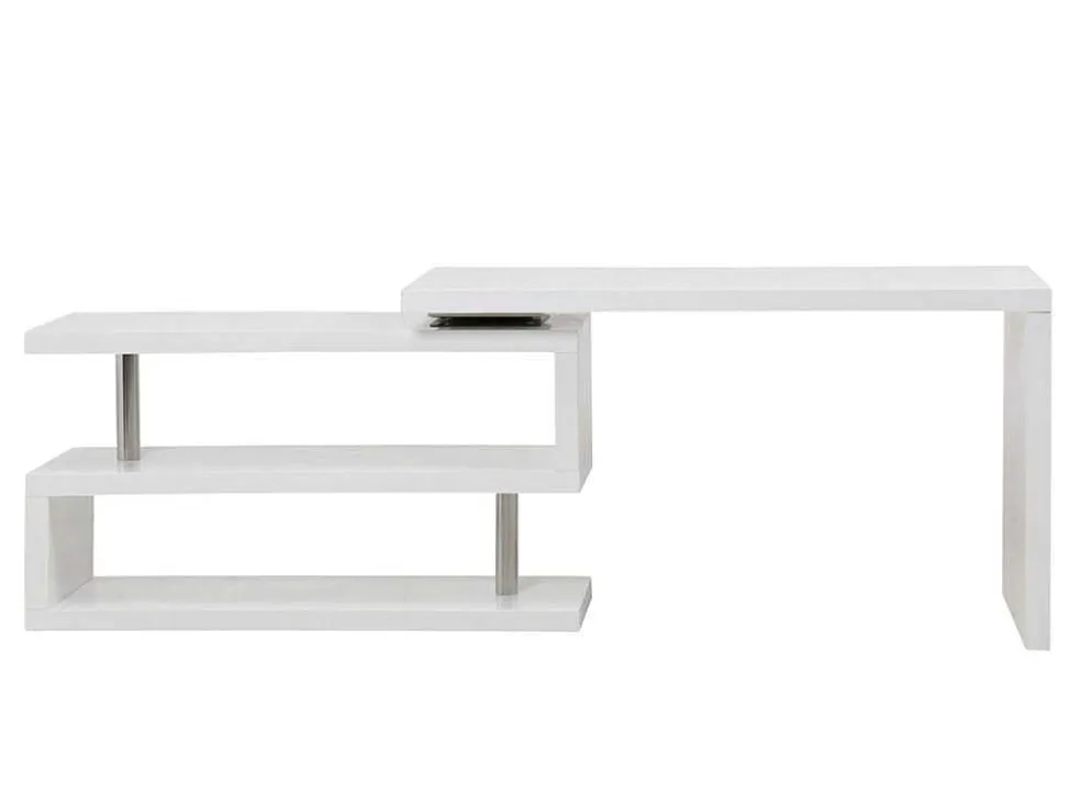 Uitschuifbaar Bureau Nicephore Ii - Wit Gelakt Mdf - Draaiend Blad 360°
