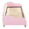 Uitschuifbaar Onderschuifbed 90(180)X190 Cm - In Kunstleer - Met Led-Verlichting En Lattenbodem - Roze