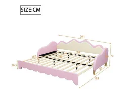 Uitschuifbaar Onderschuifbed 90(180)X190 Cm - In Kunstleer - Met Led-Verlichting En Lattenbodem - Roze