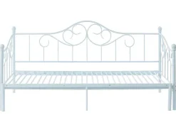 Uitschuifbare Bedbank Sebille - Metaal - 2 X 90 X 200 Cm Of 180 X 200 Cm - Wit - Optie Matras